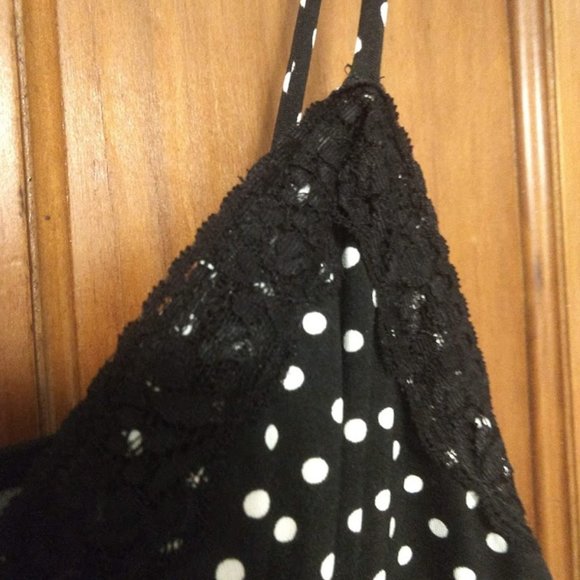 Y2K Hot kiss black and white polka dot top sz XL - Picture 3 of 4